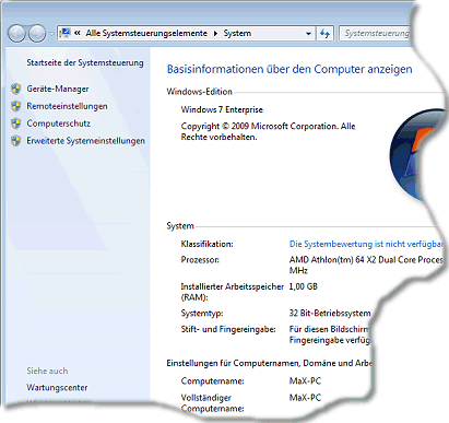 Verwendete Windows 7 Edition